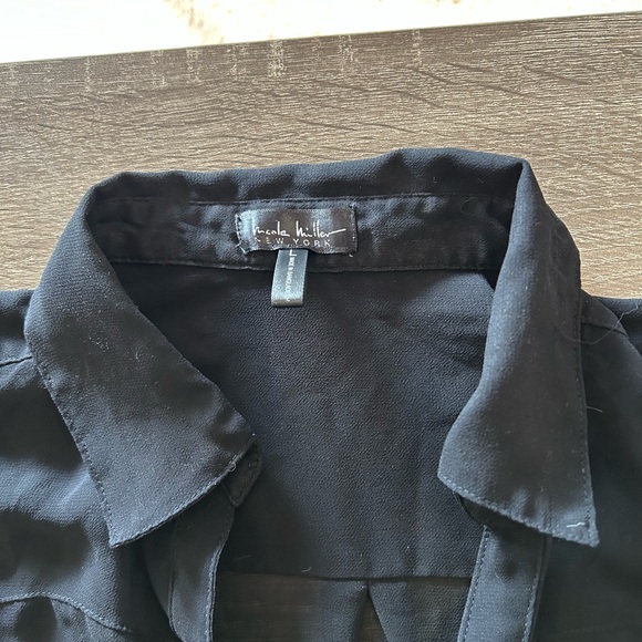 Nicole Miller Black Sheer Button-Up Top – Clean Girl - Picture 3 of 5